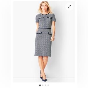 TALBOTS Classic Navy Tweed Sheath Dress - Women
